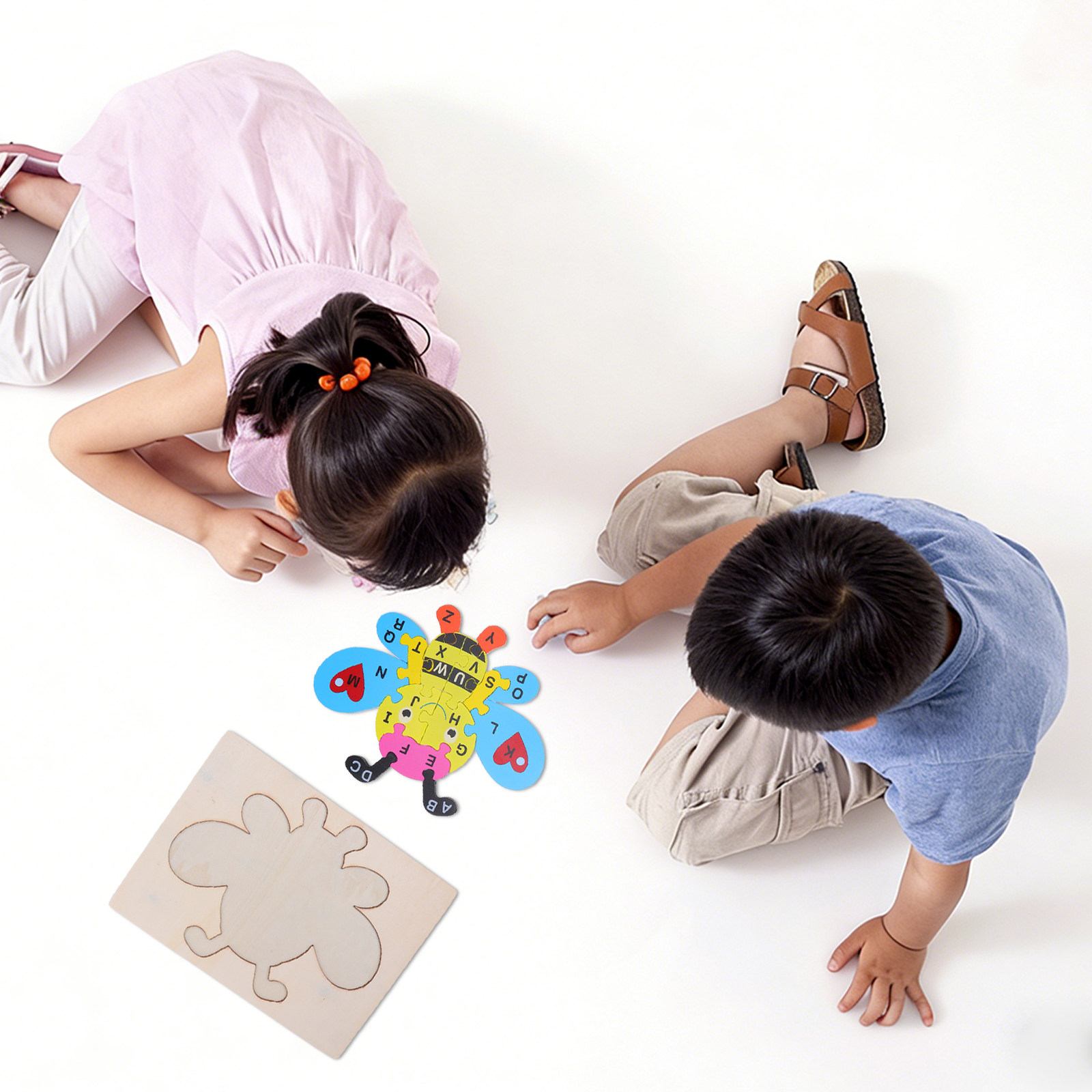 Abc Kids Early Education - 1세트 나무 알파벳 퍼즐, 벌 모양,