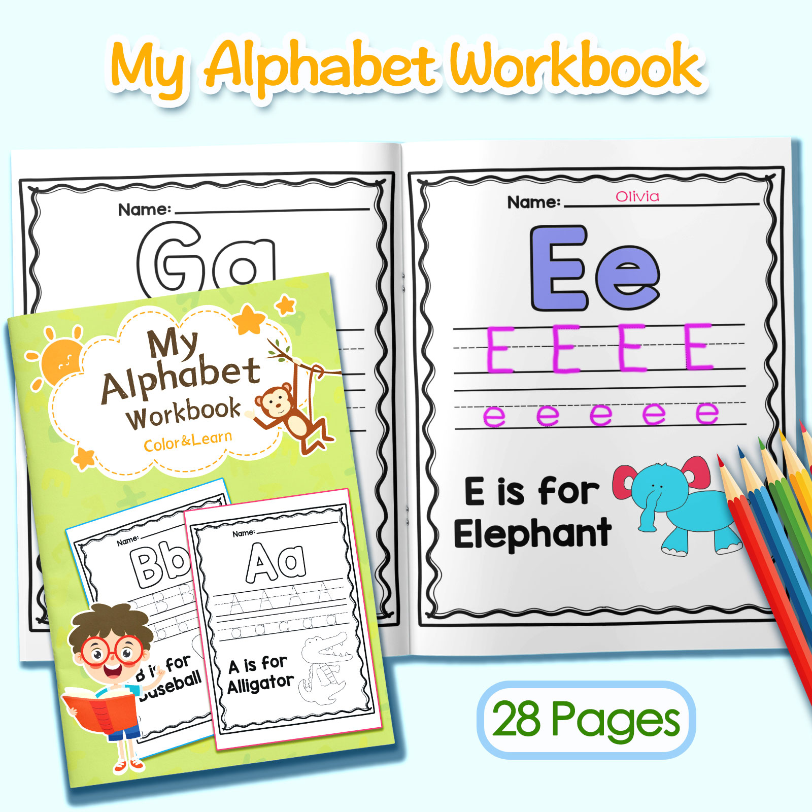 어린이용 알파벳 단어 및 문장 색칠 공부, 귀여운 만화 - Kids Education Activities 리뷰 및 가격